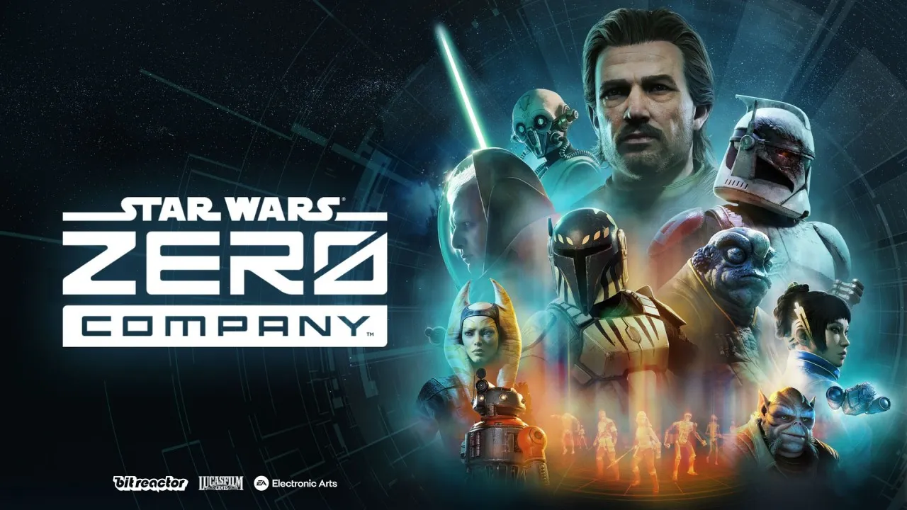 Star Wars: Zero Company key art, with the game logo and its squad of characters.